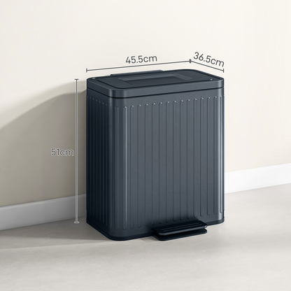 2x20L Double Pedal Bin with Soft-Close Lid - Black