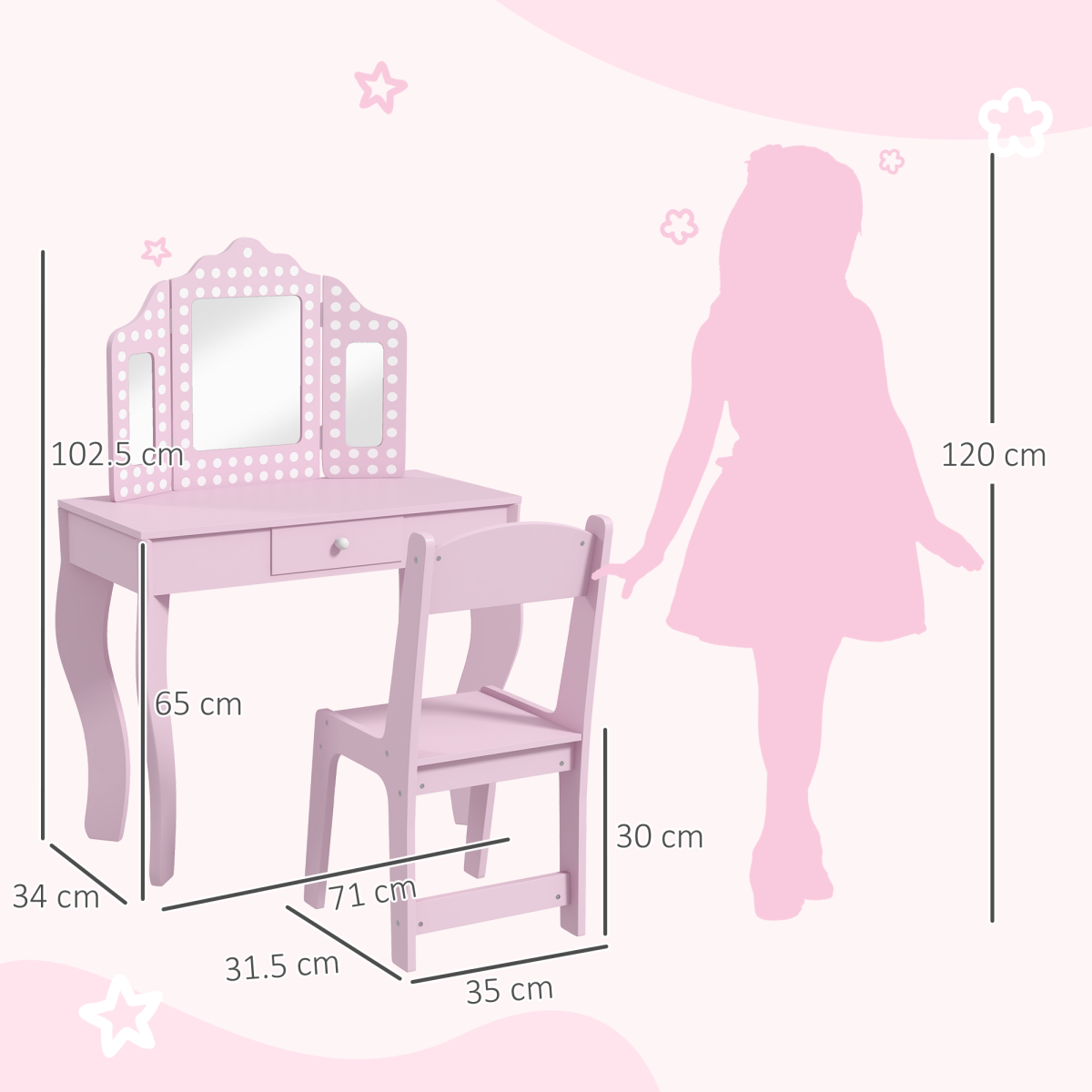 AIYAPLAY Kids Dressing Table Set