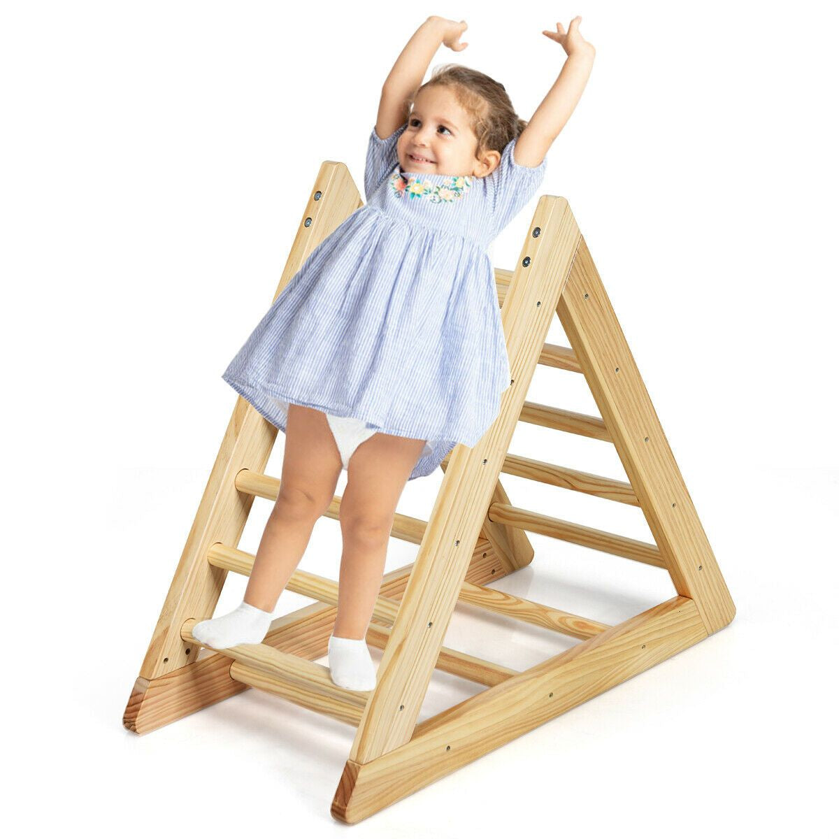 Children Wooden Climbing Ladder with 3 Difficulty Levels
