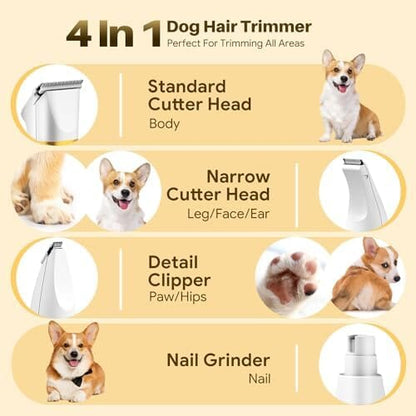 4 in 1 Electric Cordless Dog Paw Trimmer with Nail Grinder