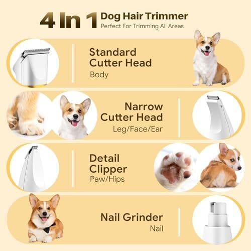 4 in 1 Electric Cordless Dog Paw Trimmer with Nail Grinder