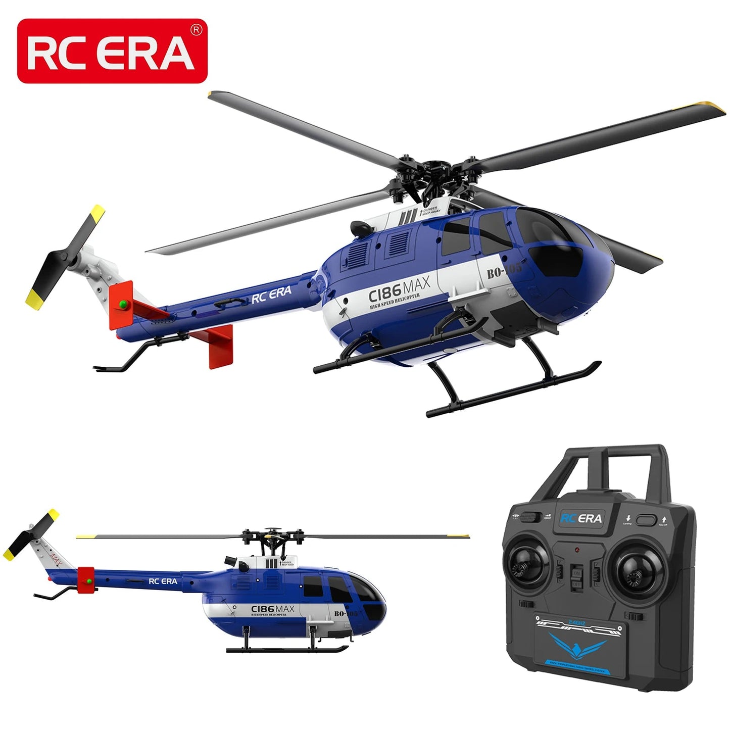 C186 MAX BO105 Gyro-Stabilized 4CH RC Helicopter for Adults - Ultimate Remote Control Experience!