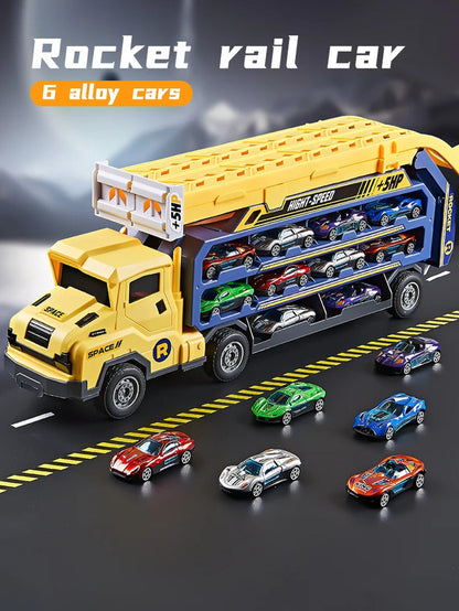 Transforming Coaster Racetrack Car with Rocket Lift - Perfect Gift for Christmas, Thanksgiving, Halloween, New Year, and Birthdays!