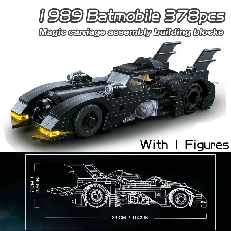 Batmobile Building Blocks 1989 Classic Bat Chariot Car Model Bricks Toys for Children Christmas Gift