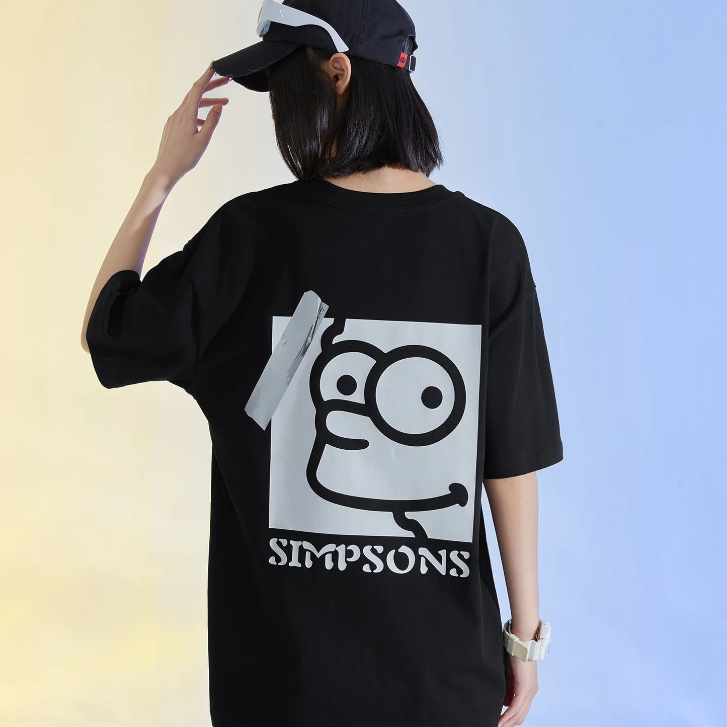 The Simpsons© - Fun Tape Symbols -  3D Letter Print Cartoon - Loose-Fit   Short-Sleeve T-Shirt