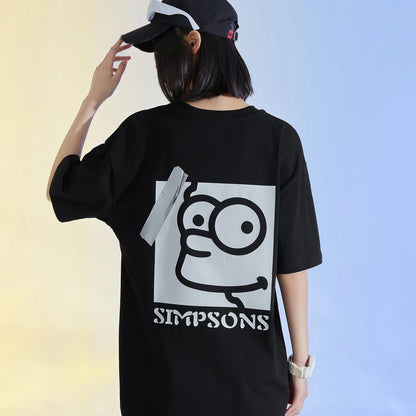 The Simpsons© - Fun Tape Symbols -  3D Letter Print Cartoon - Loose-Fit   Short-Sleeve T-Shirt
