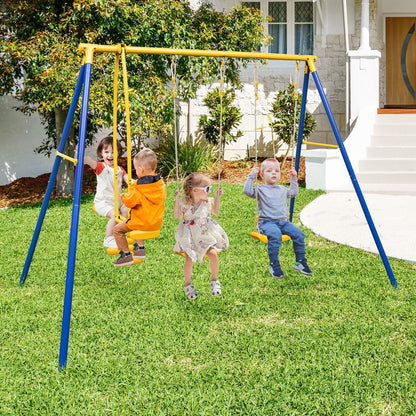 Heavy-Duty Kids Playset with 2 Swing Seats and 2 Glider Seats for Children 3-12 Years Old
