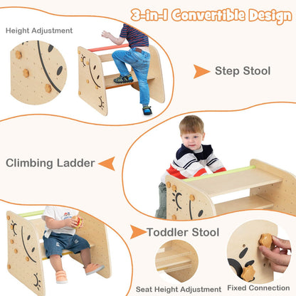 Indoor Climbing Toys for Kids Wooden Climber Set with Step Stool