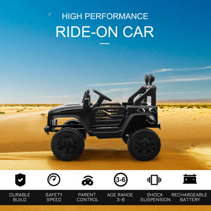 Ultimate 12V Kids Off-Road Electric Ride On Car with Remote Control - Black