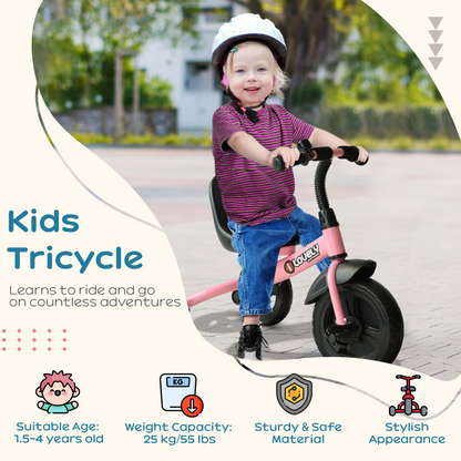 Pink Toddler Tricycle Ride-On for Kids 18 Months & Up