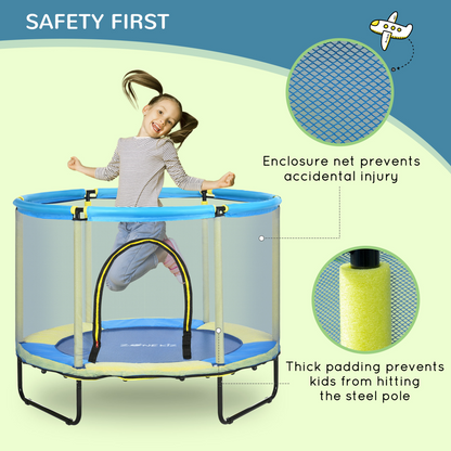ZONEKIZ 4.6FT Bungee Trampoline with Safety Net for Kids - Blue