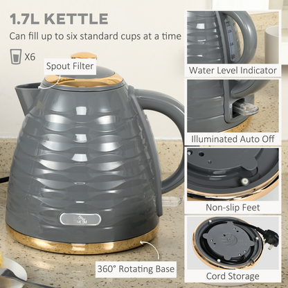Stylish Kettle & Toaster Set: Rapid Boil & 4-Slice Perfection!