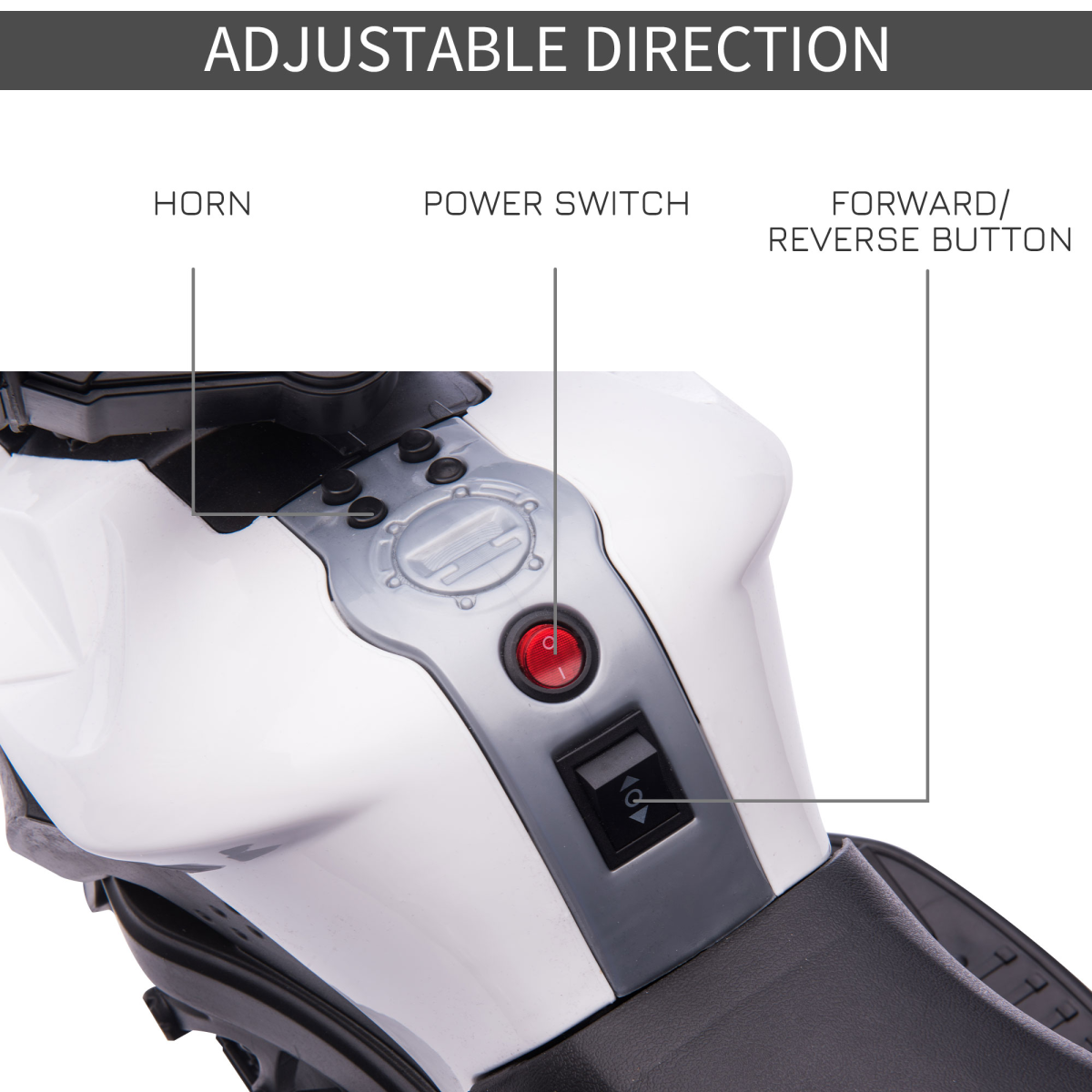 White 6V Electric Kids Motorcycle Ride-On Toy