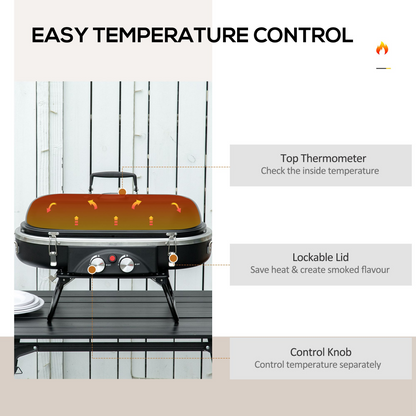 Portable 2-Burner Gas BBQ Grill with Piezo Ignition