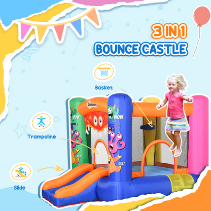 Inflatable Bouncy Castle with Slide & Basketball Fun