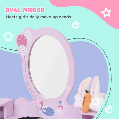 Pink Kids Dressing Table & Stool Set