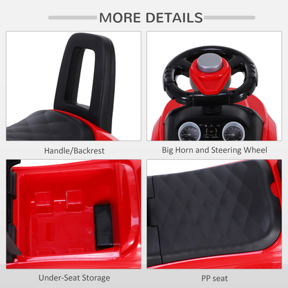 Red 3-in-1 Toddler Ride-On Car with Horn & Steering