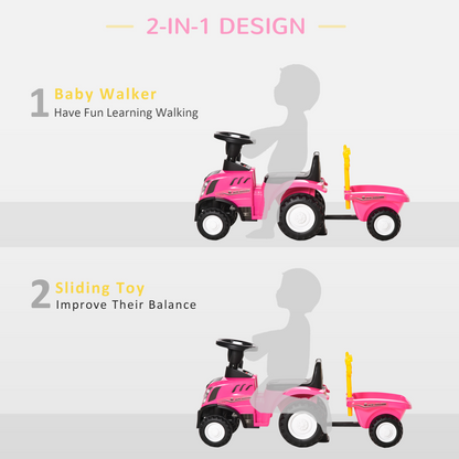 Charming Pink Sliding Car with Horn for Toddlers 12-36 Months