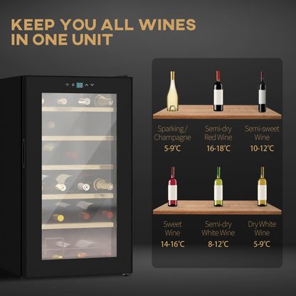 24-Bottle Wine Cooler with Glass Door & Digital Touch Control – Perfect Chill!