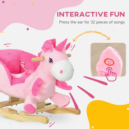Plush Unicorn Rocking Horse with Music & Safety Belt