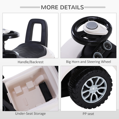 3-in-1 Ride On Car Foot To Floor Slider Toddler w/ Horn Steering White