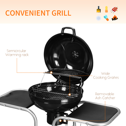 Portable Charcoal Trolley Grill with Wheels