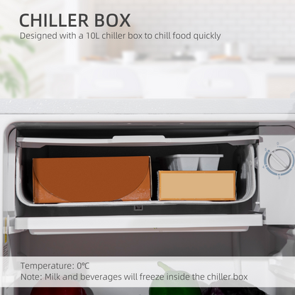 Compact 91L Freestanding Under Counter Fridge with Chiller Box - White