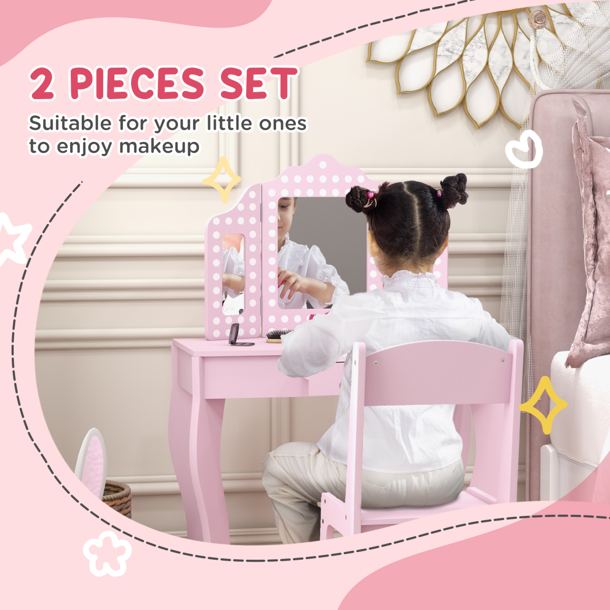 AIYAPLAY Kids Dressing Table Set