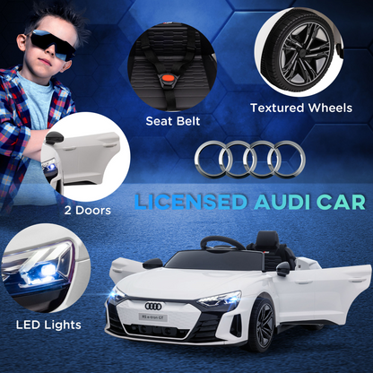 Audi RS e-tron GT 12V Kids Ride-On Car with Remote Control - White Luxury Cruiser