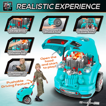 Ultimate DIY Kids Truck Engine Toy Set – Teal Green