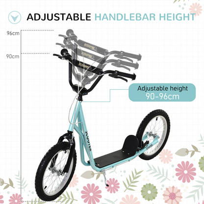 Adjustable Kids Kick Scooter with Inflatable Wheels - Blue