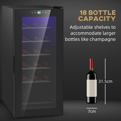 50L Wine Cooler Fridge – 18-Bottle Capacity & LED Glass Door Elegance