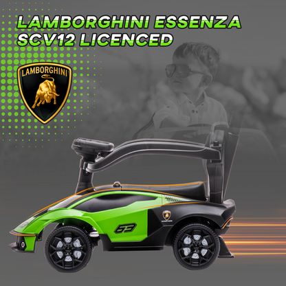 Lamborghini Essenza SCV12 2-in-1 Toddler Push Car & Ride-On - Green