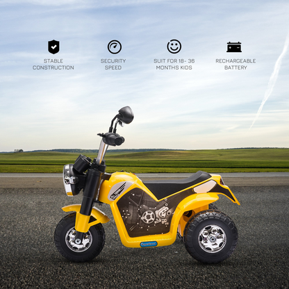 6V Kids Electric Motorcycle Ride-On Toy in Yellow
