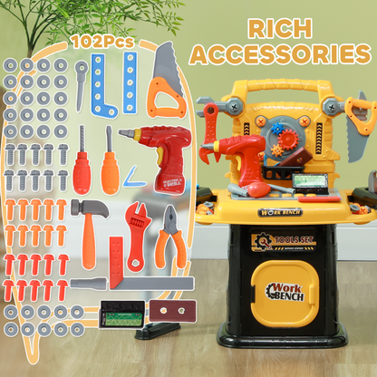 AIYAPLAY 102-Piece Kids Tool Set with Electric Drill & Storage