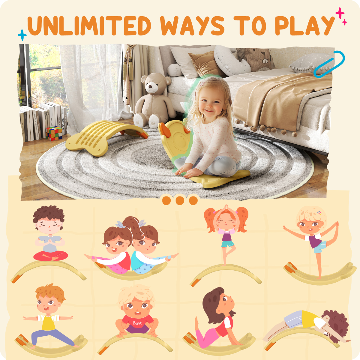 AIYAPLAY Kids Balance Board - Yellow