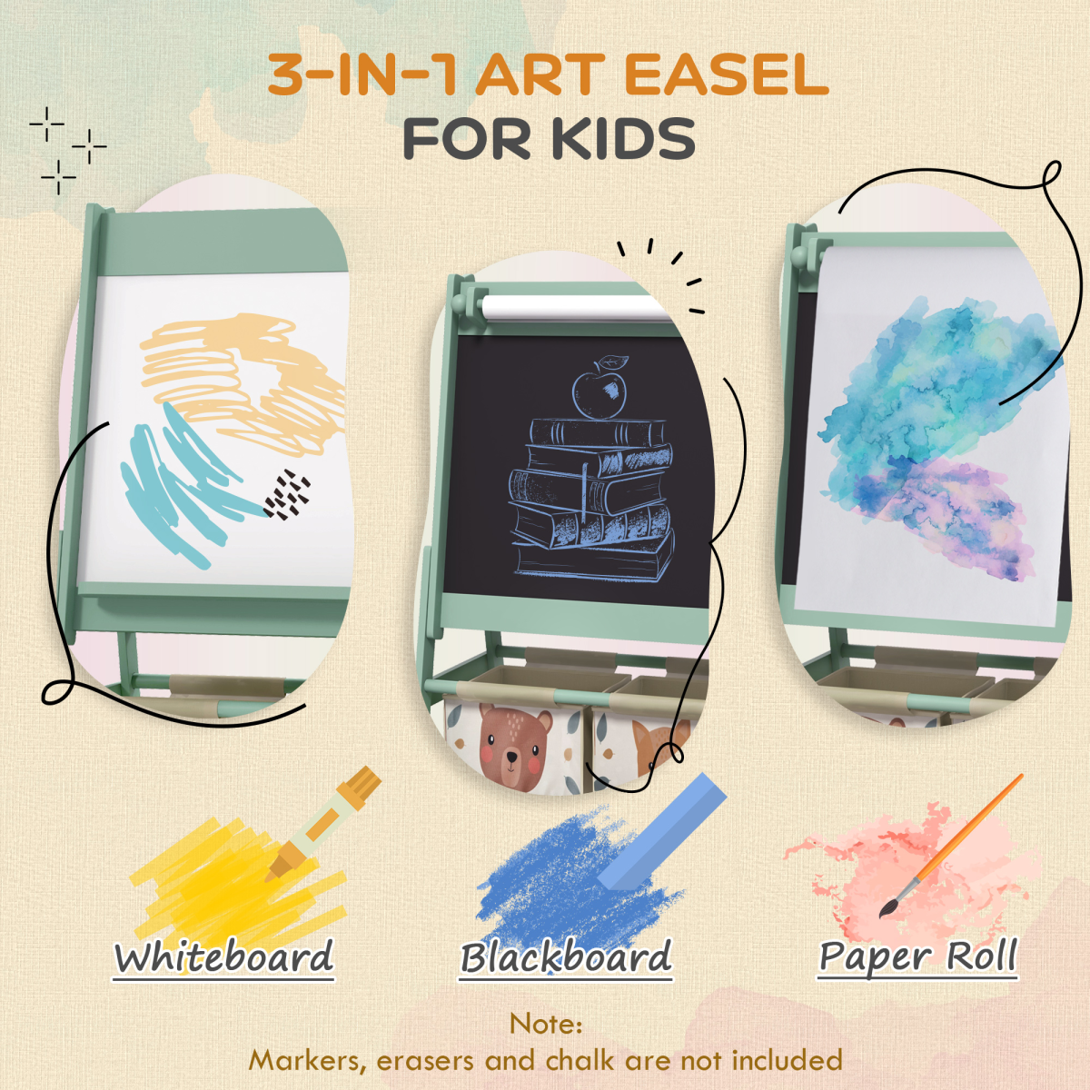 AIYAPLAY Kids 3-in-1 Art Easel