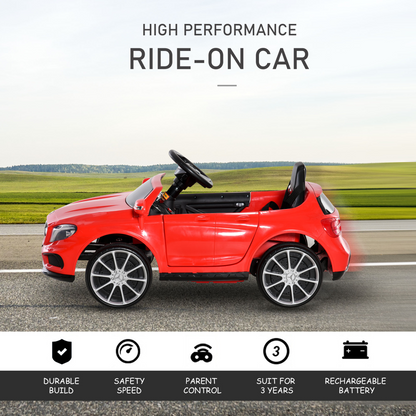 Mercedes Benz Kids Ride-On Car with Remote Control, Music & Lights - Red