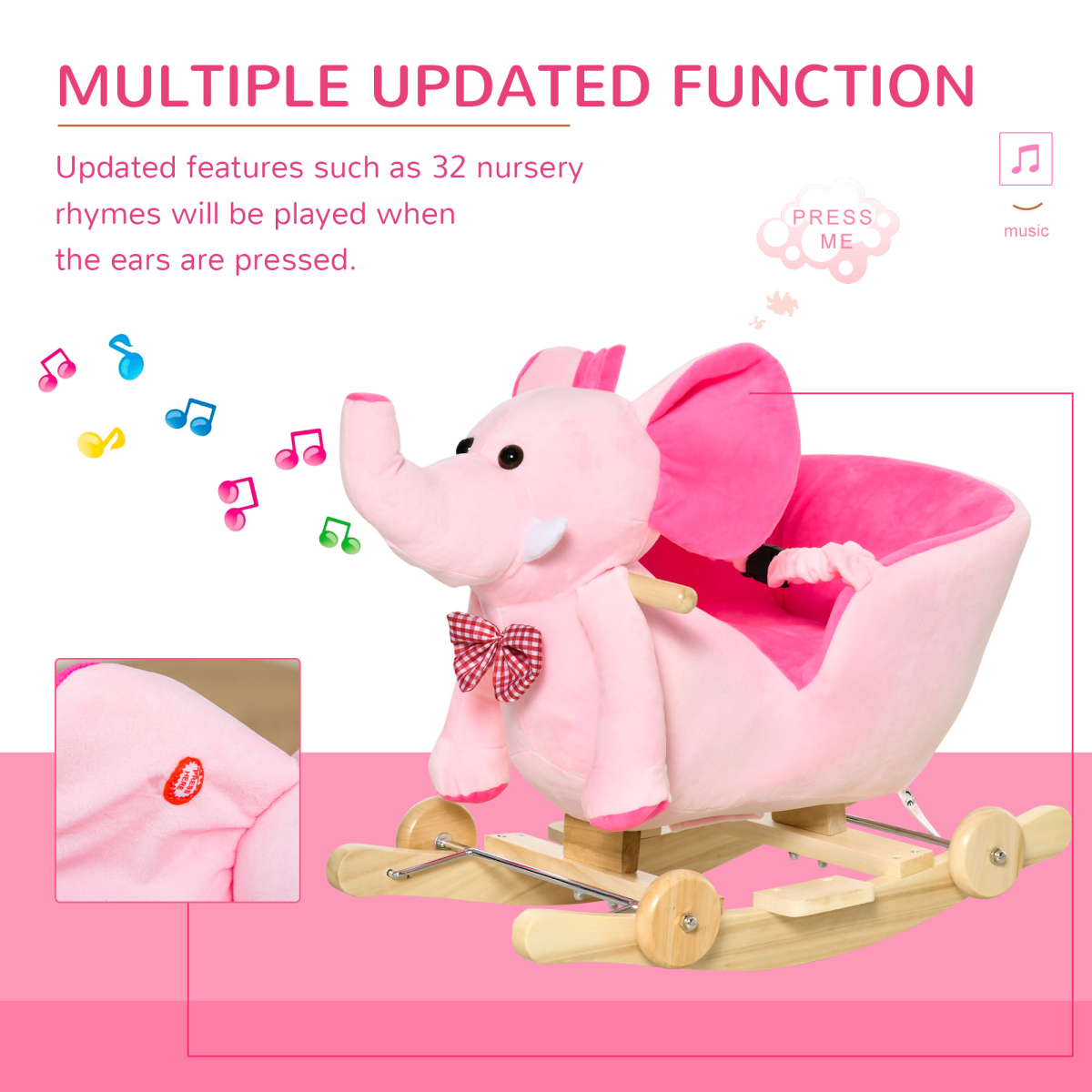 Delightful Pink 2-in-1 Rocking Horse & Ride-On Elephant