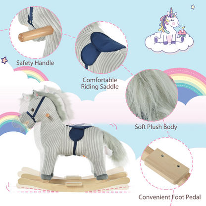 Traditional Plush Rocking Horse with Sound
