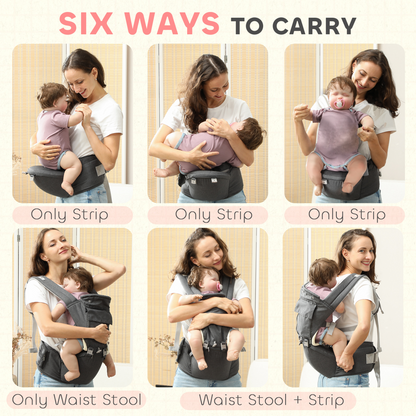 AIYAPLAY Ultimate 6-in-1 Ergonomic Baby Carrier - Grey