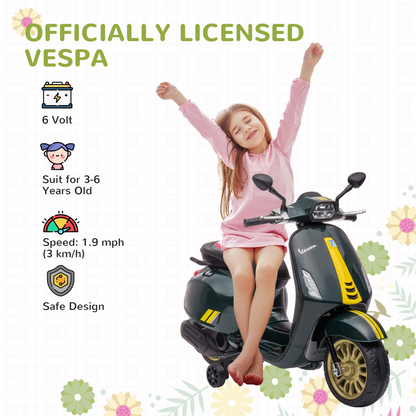 AIYAPLAY Vespa 12V Kids Electric Bike with Training Wheels