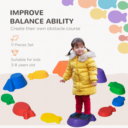 Colorful 11-Piece Kids Balance Stepping Stones for Fun