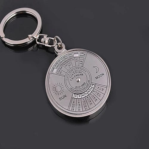 50 Years Perpetual Calendar Silver Alloy Keyring Keychain Key-fob Decoration