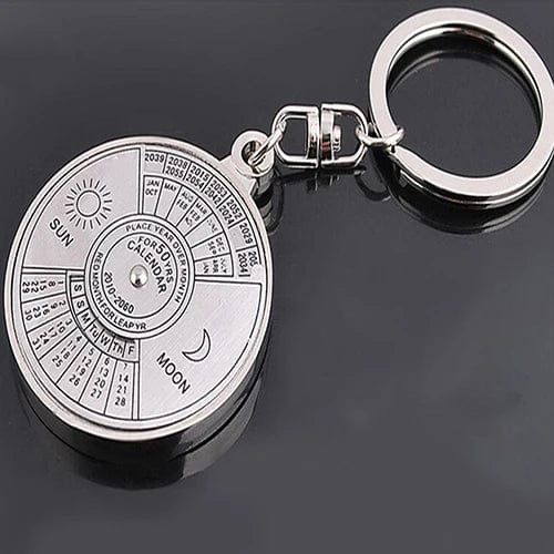 50 Years Perpetual Calendar Silver Alloy Keyring Keychain Key-fob Decoration