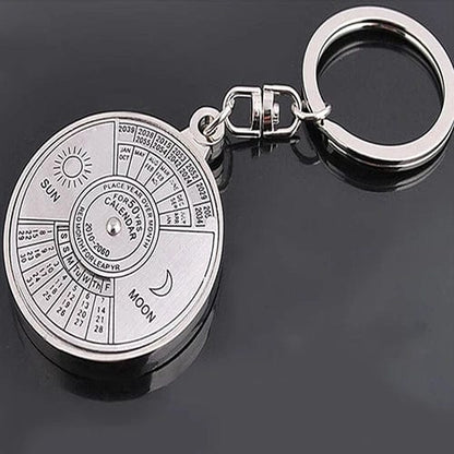 50 Years Perpetual Calendar Silver Alloy Keyring Keychain Key-fob Decoration