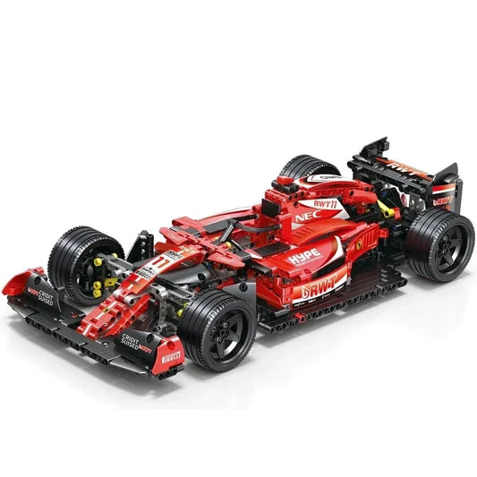 1280Pcs Red F1 Racing Car Building Blocks - High-Tech Sports Model Kit for Kids