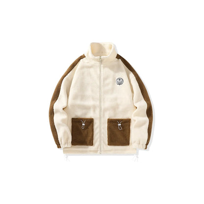 Doraemon© - Sherpa Fleece Robot Cat Embroidery - Utility Pocket Design - Fleece-Lined Thickened Jacket