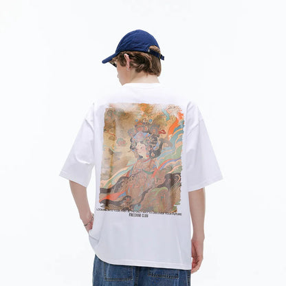 SWAMP AREA© - American High Street - Vintage Portrait Oil Painting Design -  Loose-Fit Drop-Shoulder  Short-Sleeve T-Shirt