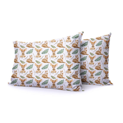 Deers & Fern Leaves Watercolor Duvet Cover Set